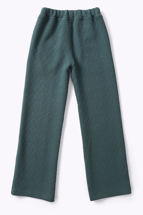 Straight leg pants with elastic on the back
